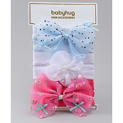 Babyhug Headbands With Bow & Floral Applique Pack of 3 - Multicolor