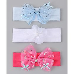 Babyhug Headbands With Bow & Floral Applique Pack of 3 - Multicolor