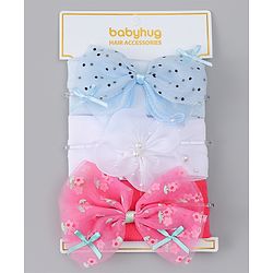 Babyhug Headbands With Bow & Floral Applique Pack of 3 - Multicolor