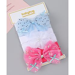 Babyhug Headbands With Bow & Floral Applique Pack of 3 - Multicolor