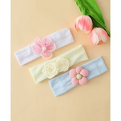 Babyhug Headbands With Floral Applique Pack of 3 - Multicolor