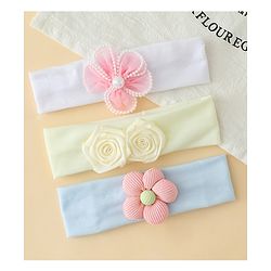 Babyhug Headbands With Floral Applique Pack of 3 - Multicolor