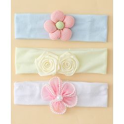 Babyhug Headbands With Floral Applique Pack of 3 - Multicolor