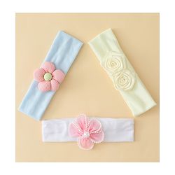 Babyhug Headbands With Floral Applique Pack of 3 - Multicolor