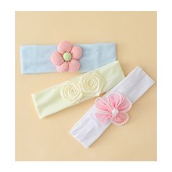 Babyhug Headbands With Floral Applique Pack of 3 - Multicolor