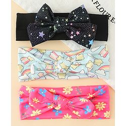 Babyhug Headbands With Bow Applique Pack of 3 - Multicolor
