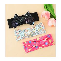 Babyhug Headbands With Bow Applique Pack of 3 - Multicolor
