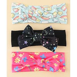 Babyhug Headbands With Bow Applique Pack of 3 - Multicolor