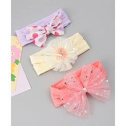 Babyhug Headbands With Bow & Floral Applique Pack of 3 - Multicolor