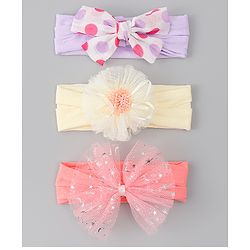 Babyhug Headbands With Bow & Floral Applique Pack of 3 - Multicolor