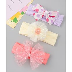 Babyhug Headbands With Bow & Floral Applique Pack of 3 - Multicolor