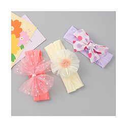 Babyhug Headbands With Bow & Floral Applique Pack of 3 - Multicolor