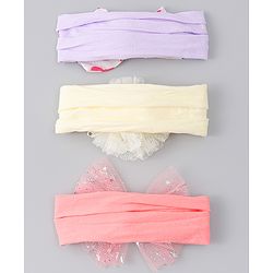 Babyhug Headbands With Bow & Floral Applique Pack of 3 - Multicolor