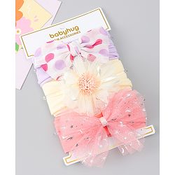 Babyhug Headbands With Bow & Floral Applique Pack of 3 - Multicolor