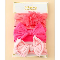 Babyhug Headbands With Bow & Floral Applique Pack of 3 - Multicolor
