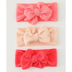 Babyhug Headbands  With Bow Applique  Pack of 3 - Pink Red & Cream