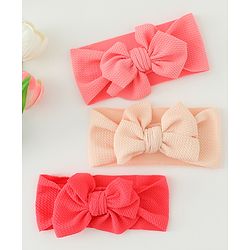 Babyhug Headbands  With Bow Applique  Pack of 3 - Pink Red & Cream