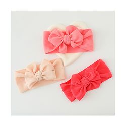 Babyhug Headbands  With Bow Applique  Pack of 3 - Pink Red & Cream