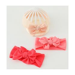 Babyhug Headbands  With Bow Applique  Pack of 3 - Pink Red & Cream