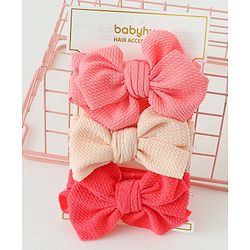 Babyhug Headbands  With Bow Applique  Pack of 3 - Pink Red & Cream