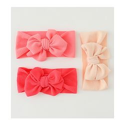 Babyhug Headbands  With Bow Applique  Pack of 3 - Pink Red & Cream