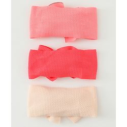 Babyhug Headbands  With Bow Applique  Pack of 3 - Pink Red & Cream