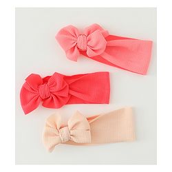 Babyhug Headbands  With Bow Applique  Pack of 3 - Pink Red & Cream