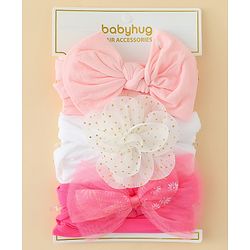 Babyhug Headbands With Bow & Floral Applique Pack of 3 - Multicolor