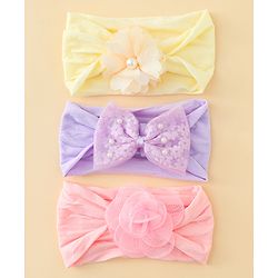 Babyhug Headbands With Bow & Floral Applique Pack of 3 - Multicolor