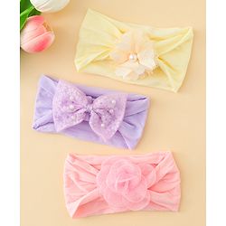 Babyhug Headbands With Bow & Floral Applique Pack of 3 - Multicolor