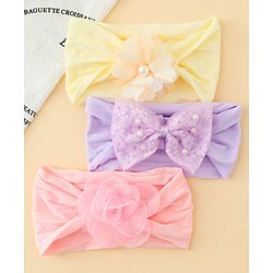 Babyhug Headbands With Bow & Floral Applique Pack of 3 - Multicolor