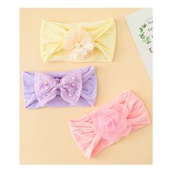 Babyhug Headbands With Bow & Floral Applique Pack of 3 - Multicolor