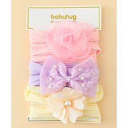 Babyhug Headbands With Bow & Floral Applique Pack of 3 - Multicolor