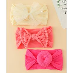 Babyhug Headbands With Bow Applique Pack of 3 - Multicolor