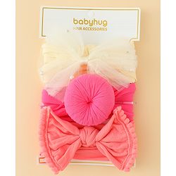 Babyhug Headbands With Bow Applique Pack of 3 - Multicolor