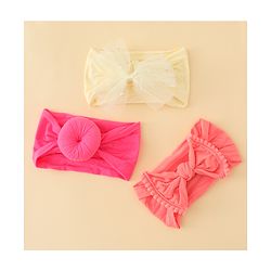 Babyhug Headbands With Bow Applique Pack of 3 - Multicolor