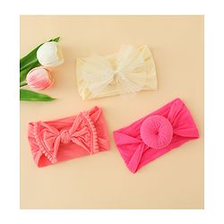 Babyhug Headbands With Bow Applique Pack of 3 - Multicolor