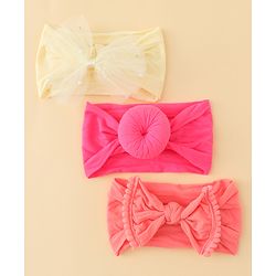 Babyhug Headbands With Bow Applique Pack of 3 - Multicolor