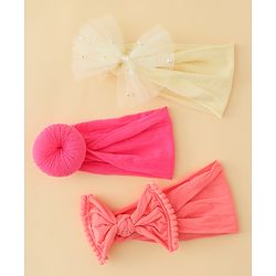 Babyhug Headbands With Bow Applique Pack of 3 - Multicolor