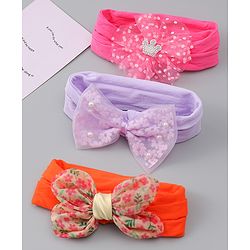 Babyhug Headbands With Bow Applique Pack of 3 - Multicolor