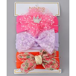 Babyhug Headbands With Bow Applique Pack of 3 - Multicolor