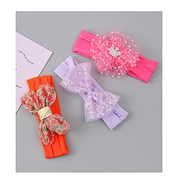 Babyhug Headbands With Bow Applique Pack of 3 - Multicolor