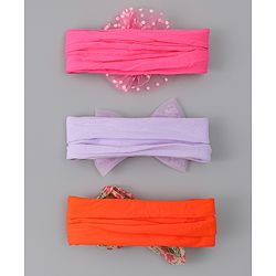 Babyhug Headbands With Bow Applique Pack of 3 - Multicolor