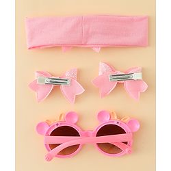 Babyhug Hair Accessories & Sunglasses Combo Set with Bow Applique - Pink