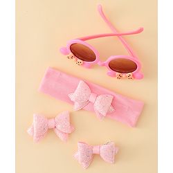 Babyhug Hair Accessories & Sunglasses Combo Set with Bow Applique - Pink