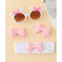 Babyhug Hair Accessories & Sunglasses Combo Set with Bow Applique - Pink