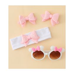 Babyhug Hair Accessories & Sunglasses Combo Set with Bow Applique - Pink