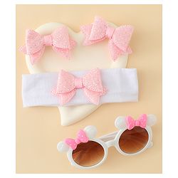 Babyhug Hair Accessories & Sunglasses Combo Set with Bow Applique - Pink