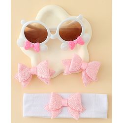 Babyhug Hair Accessories & Sunglasses Combo Set with Bow Applique - Pink