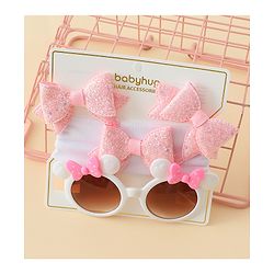 Babyhug Hair Accessories & Sunglasses Combo Set with Bow Applique - Pink